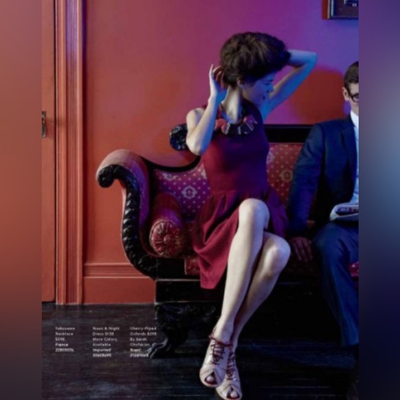 Anthropologie x Ganni Noon & Night Fit & Flare Dress - Wine Red, Party Sz - M - Picture 2 of 12